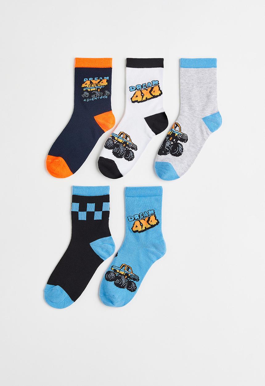 H&M - 5-pack socks - black,blue,grey,multi,white