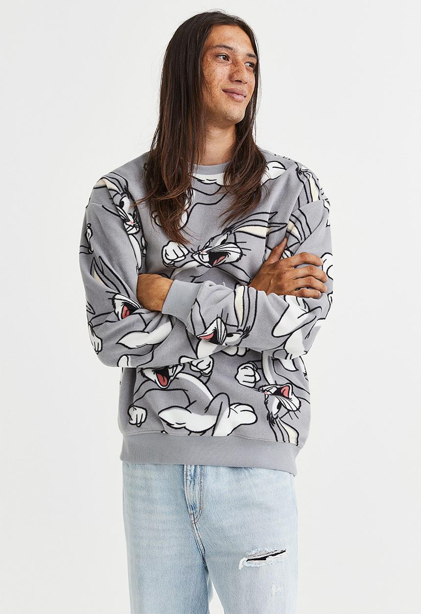 H&M - Relaxed fit sweatshirt - grey/looney tunes