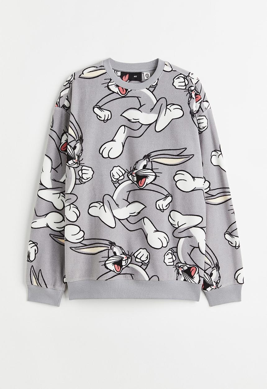 H&M - Relaxed fit sweatshirt - grey/looney tunes