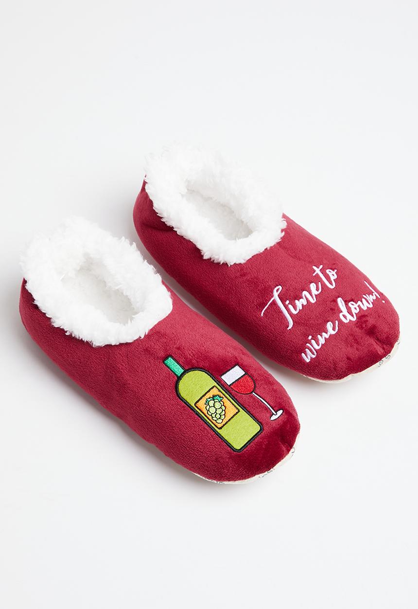 snoozies!® - Time to wine down slipper - red