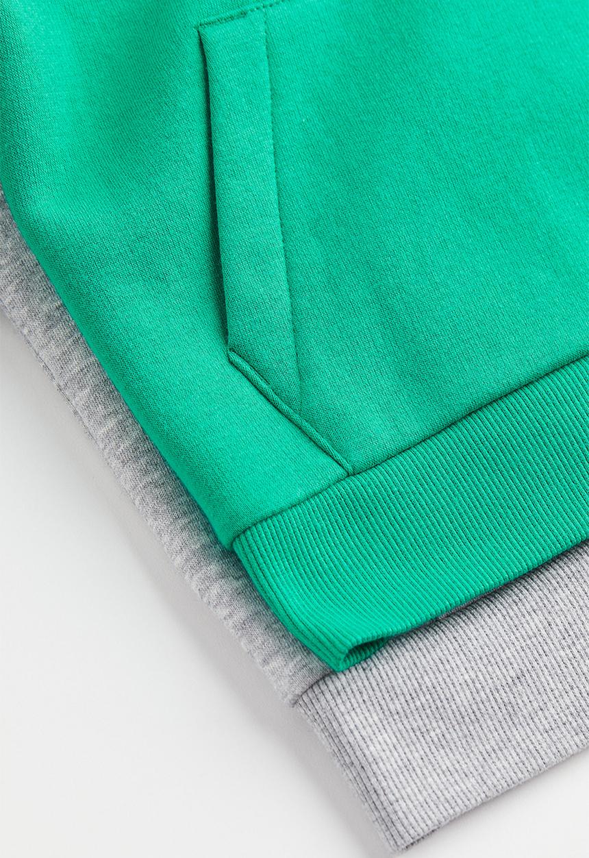 H&M - 2-pack hoodies - green,grey