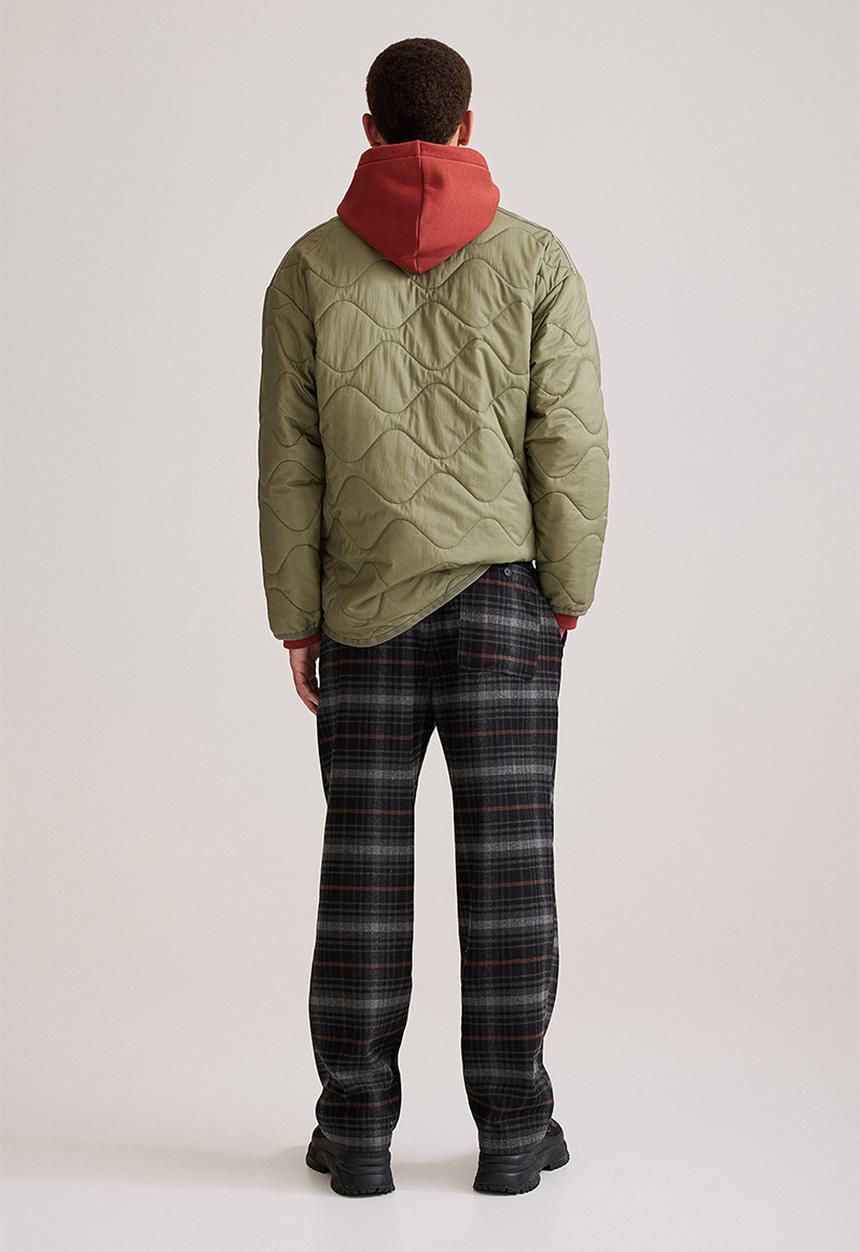 H&M - Relaxed fit wool-blend twill trousers - brown& black checked