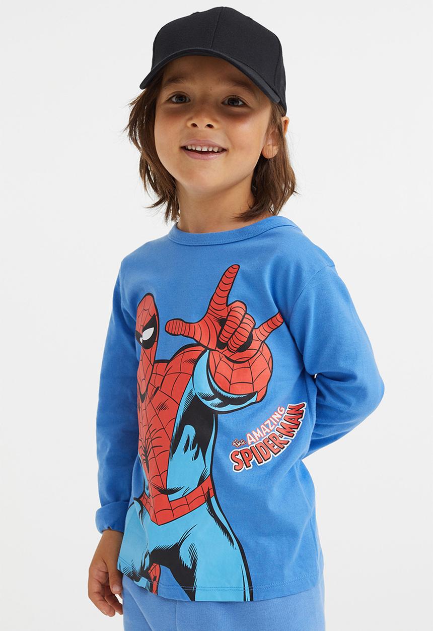 H&M - 3-pack printed tops - blue/spider-man