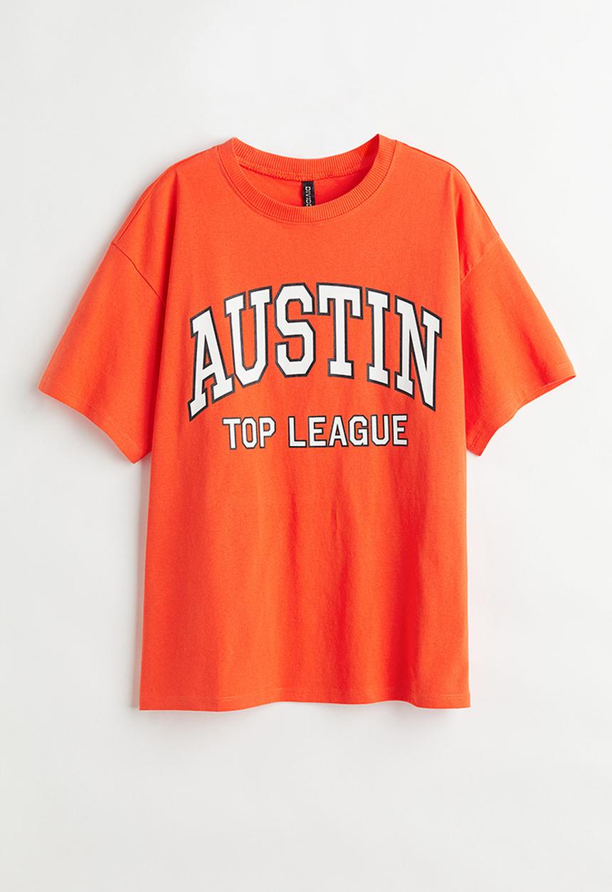 H&M - Printed T-shirt - orange/austin