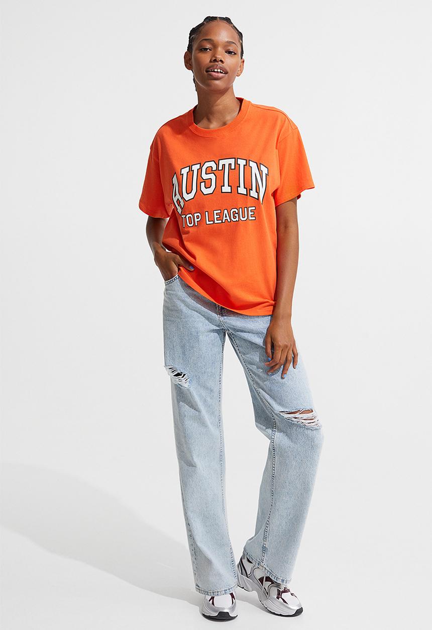 H&M - Printed T-shirt - orange/austin