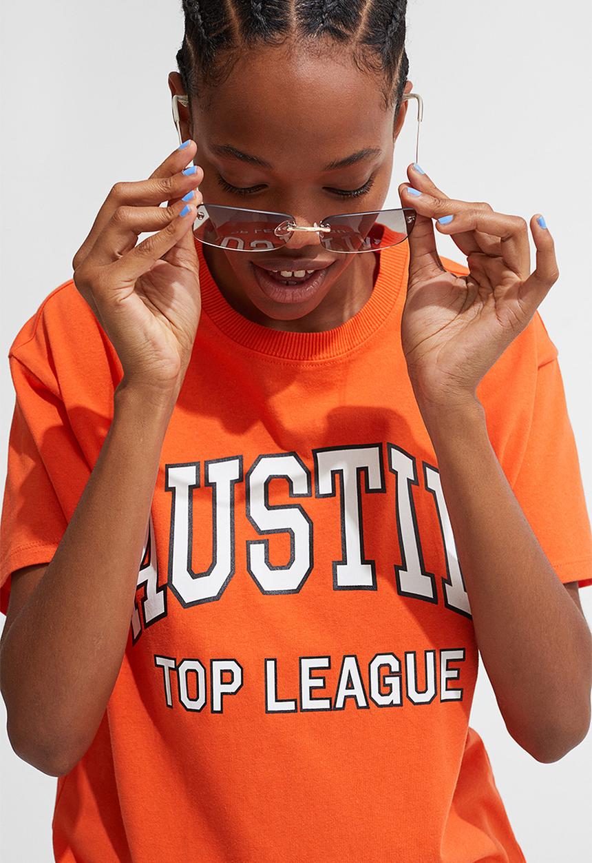 H&M - Printed T-shirt - orange/austin
