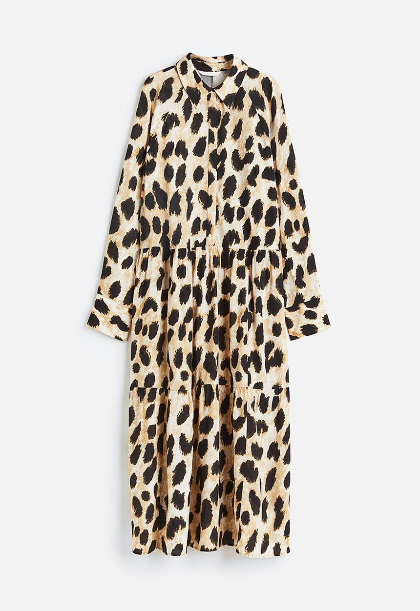 H&M - Tiered shirt dress - light beige/leopard print