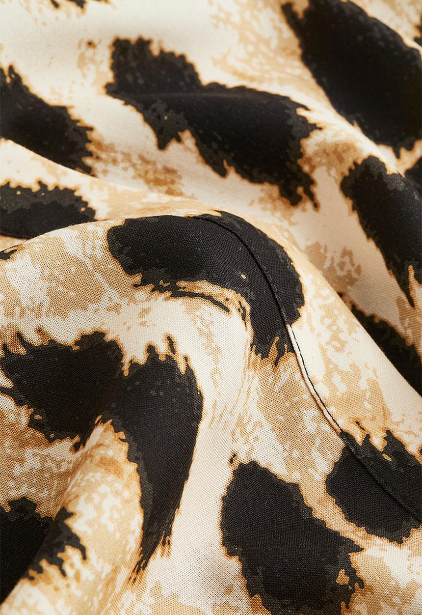 H&M - Tiered shirt dress - light beige/leopard print