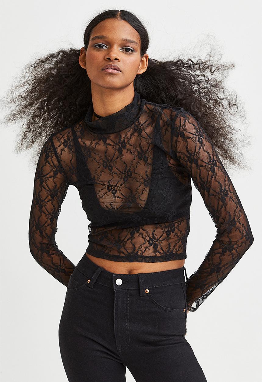 H&M - Long-sleeved top - black