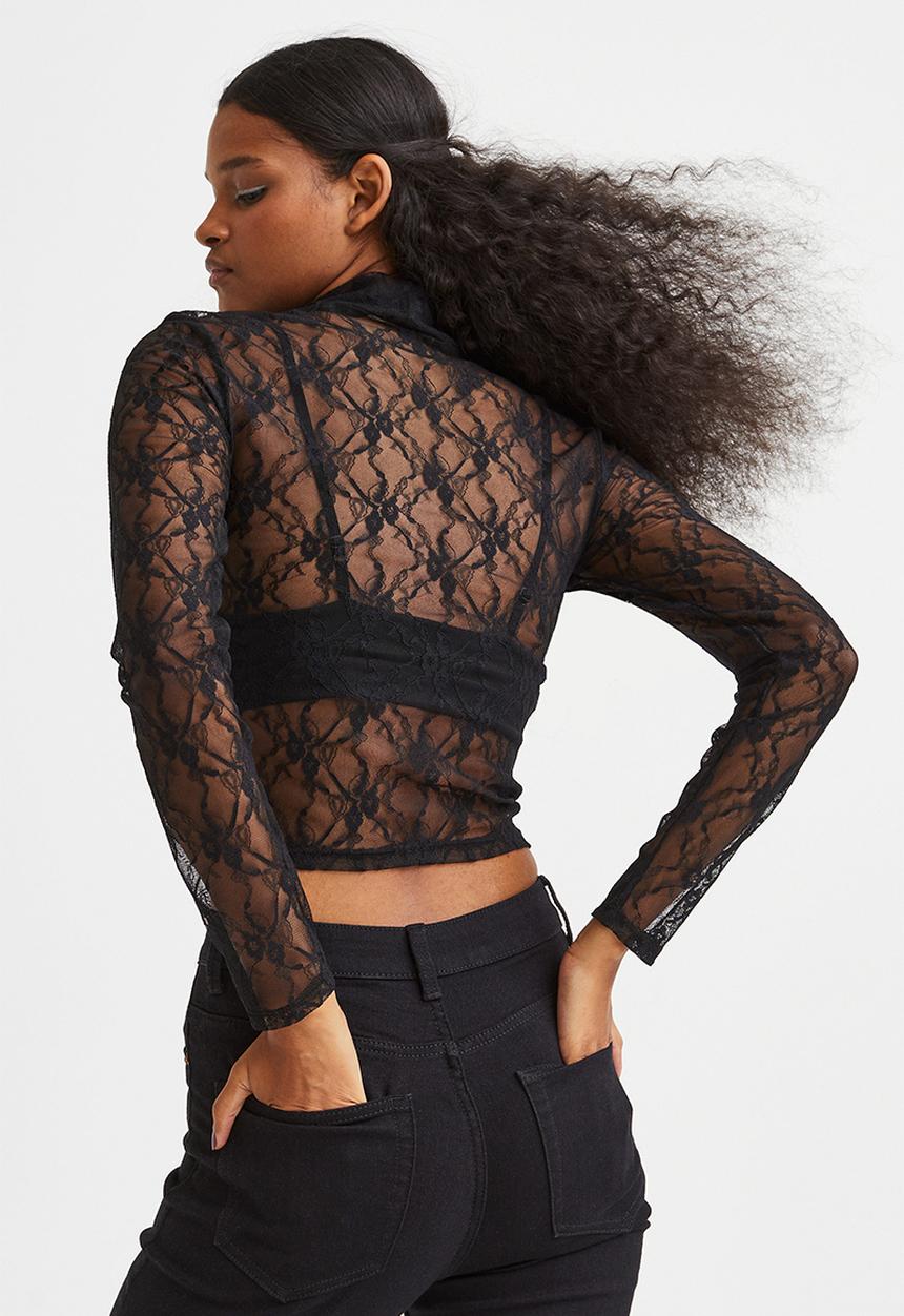 H&M - Long-sleeved top - black