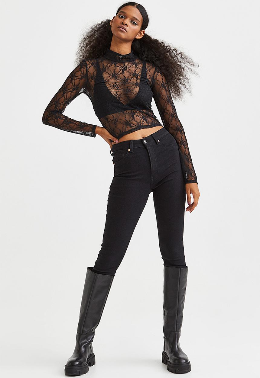 H&M - Long-sleeved top - black