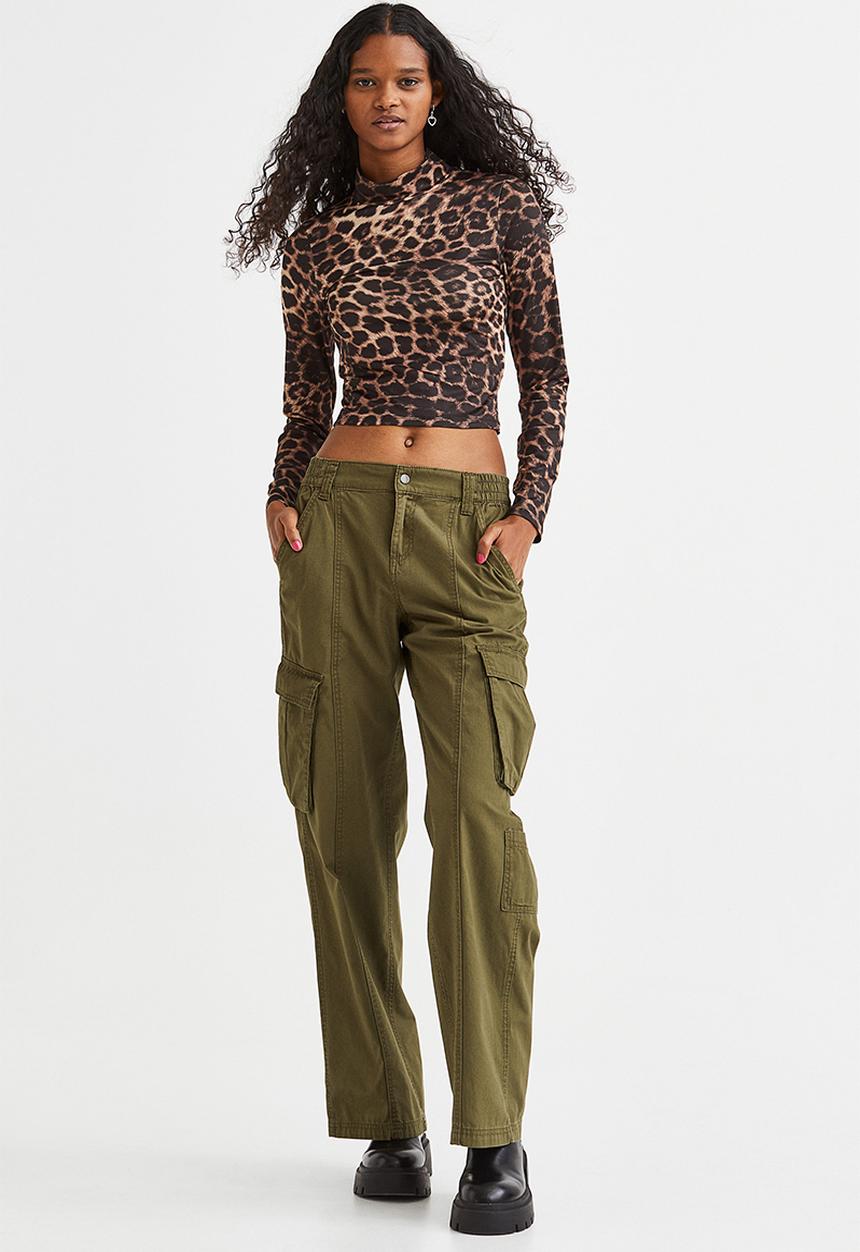 H&M - Long-sleeved top - beige/leopard print