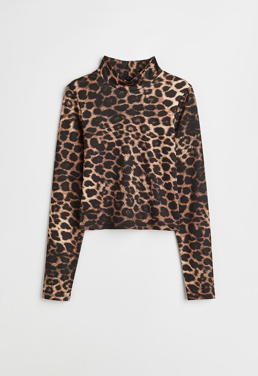 H&M - Long-sleeved top - beige/leopard print