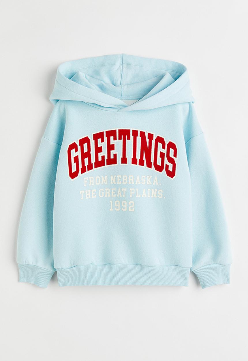 H&M - Printed hoodie - light turquoise/greetings
