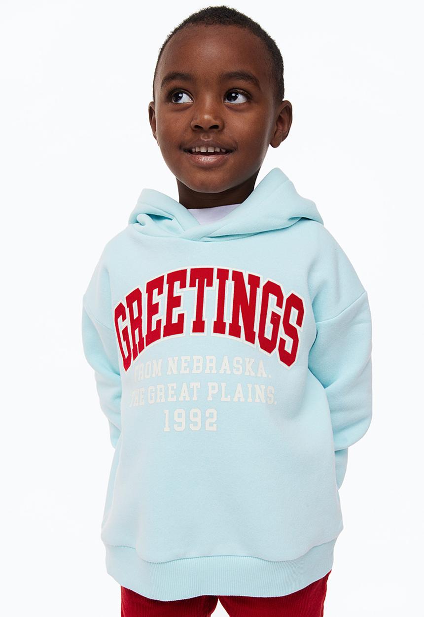 H&M - Printed hoodie - light turquoise/greetings