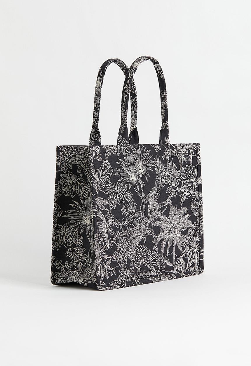 H&M - Jacquard-weave handbag - black/patterned