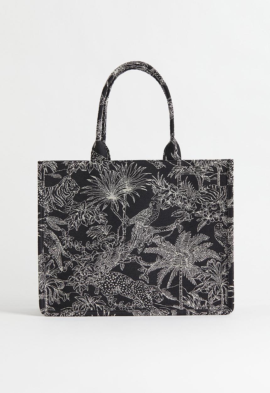 H&M - Jacquard-weave handbag - black/patterned