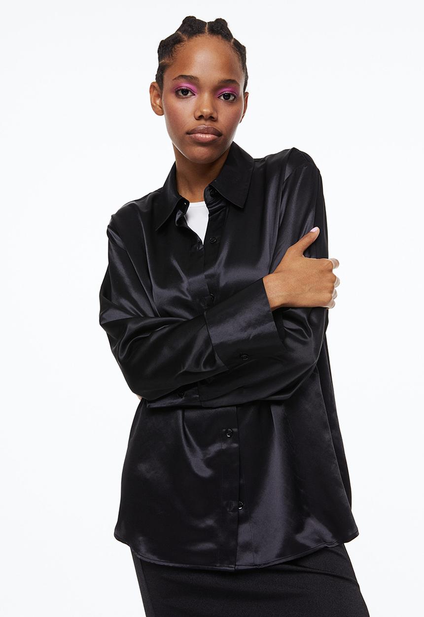 H&M - Satin shirt - black