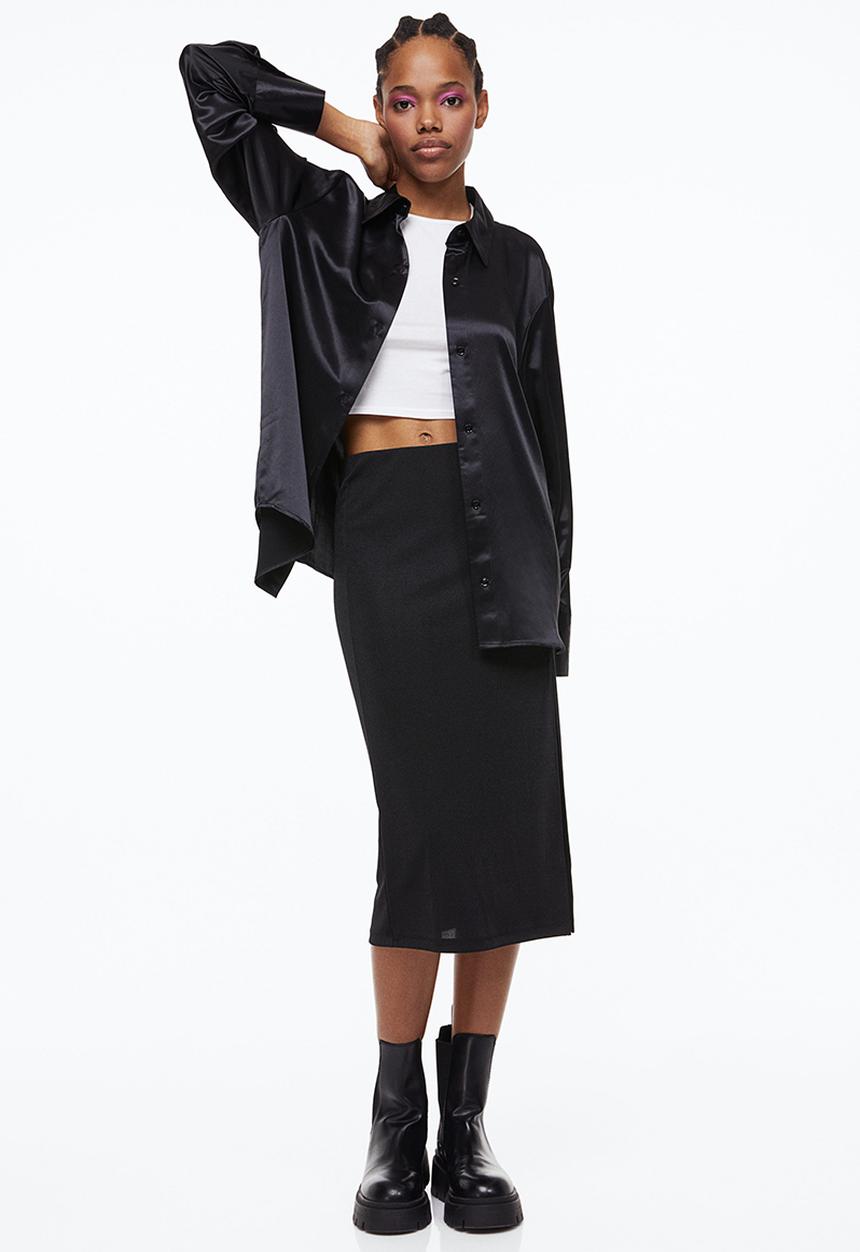 H&M - Satin shirt - black