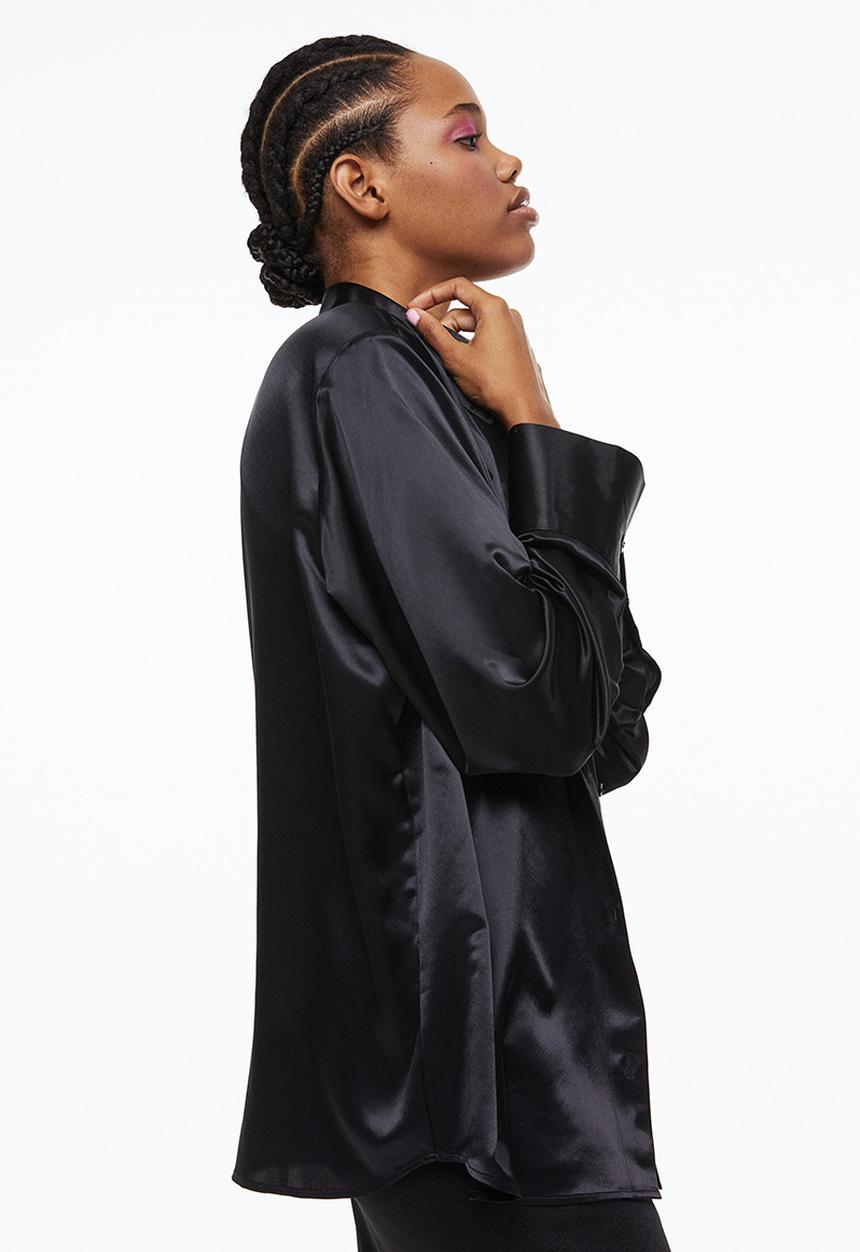 H&M - Satin shirt - black