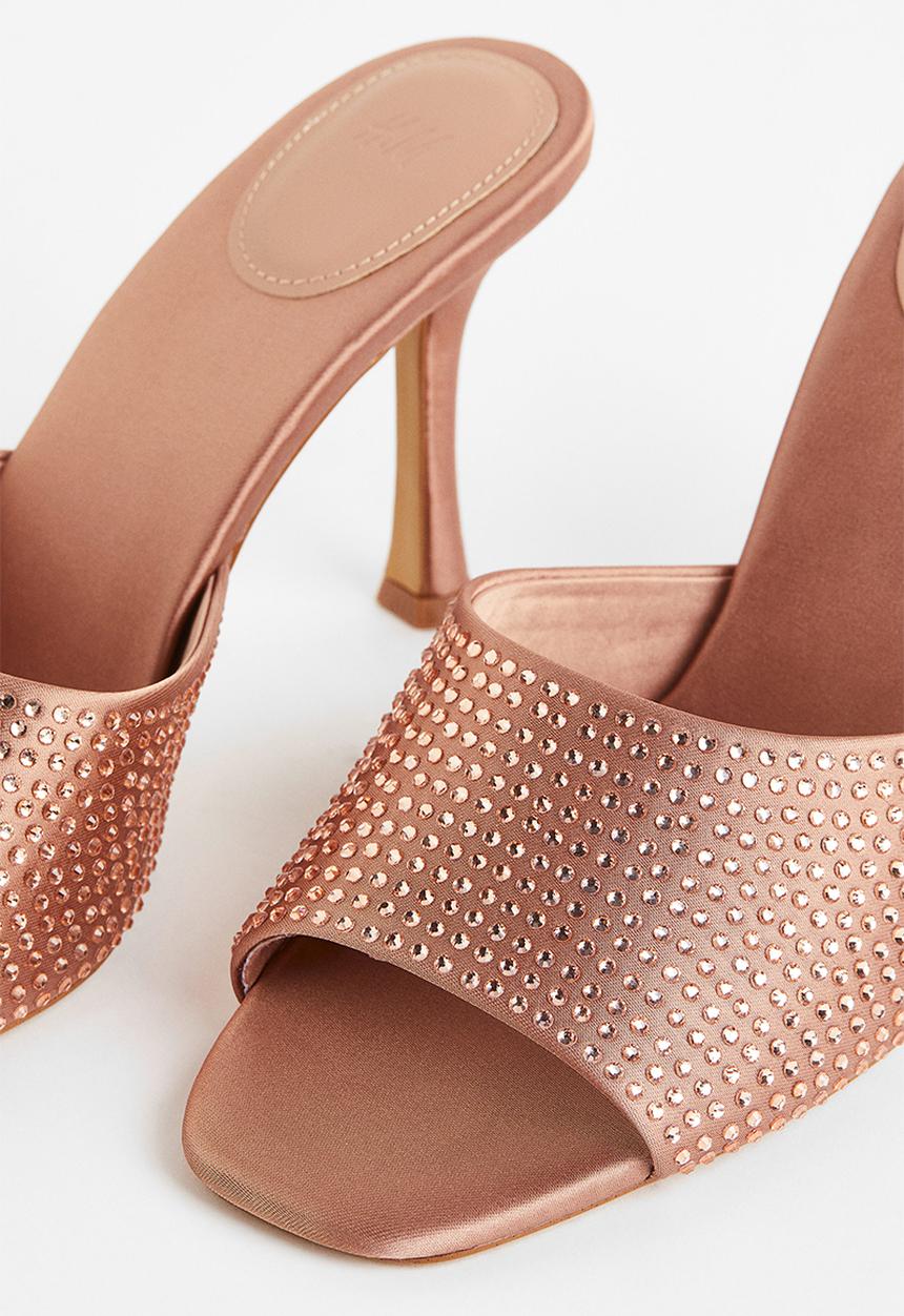 H&M - Rhinestone-embellished mules - beige