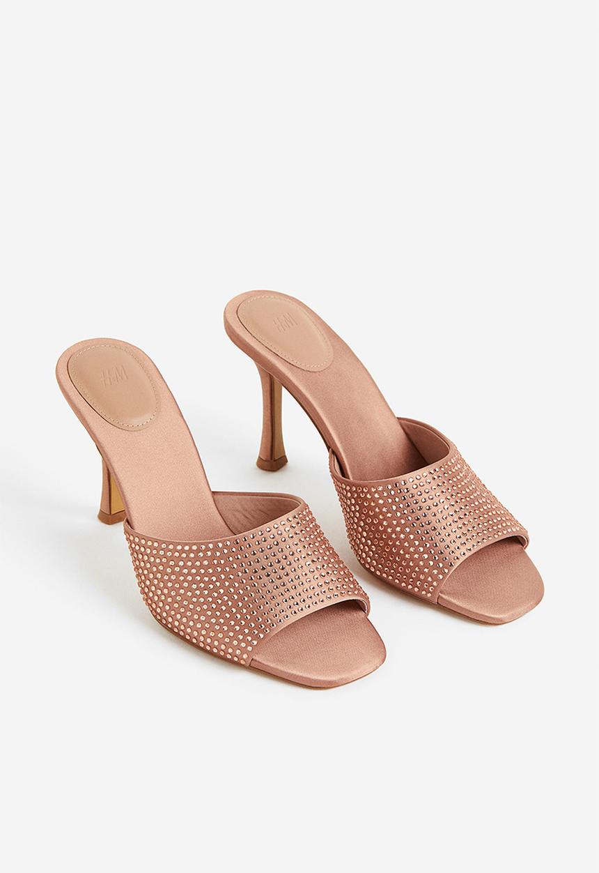 H&M - Rhinestone-embellished mules - beige