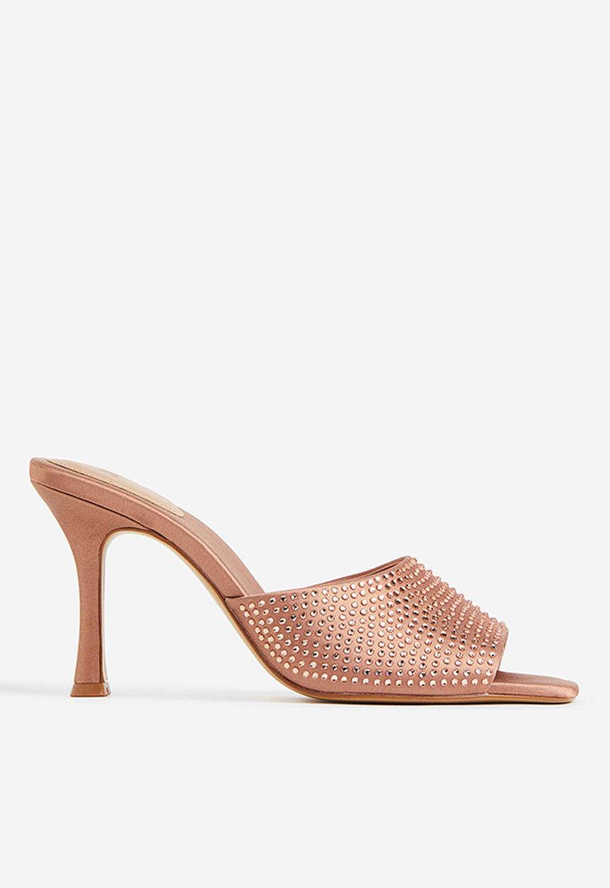 H&M - Rhinestone-embellished mules - beige
