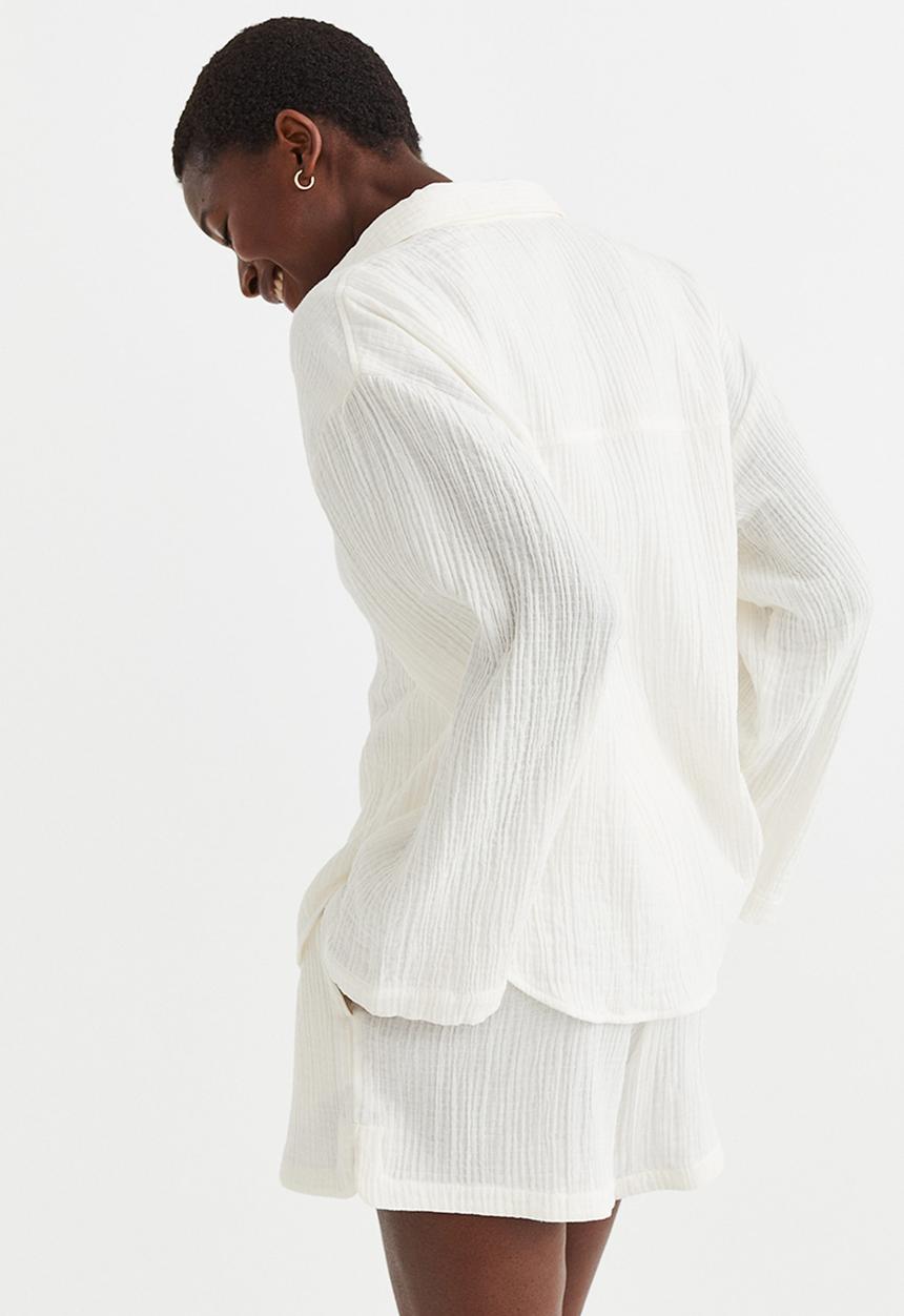 H&M - Crinkled cotton shirt - cream