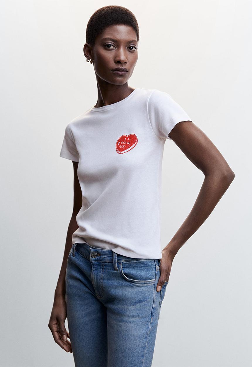 MANGO - T-SHIRT DOOR - white