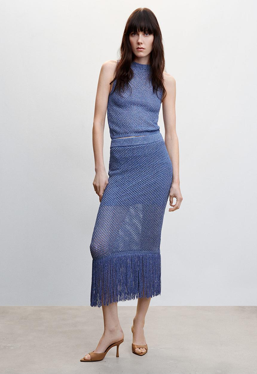 MANGO - Skirt reks - mid blue