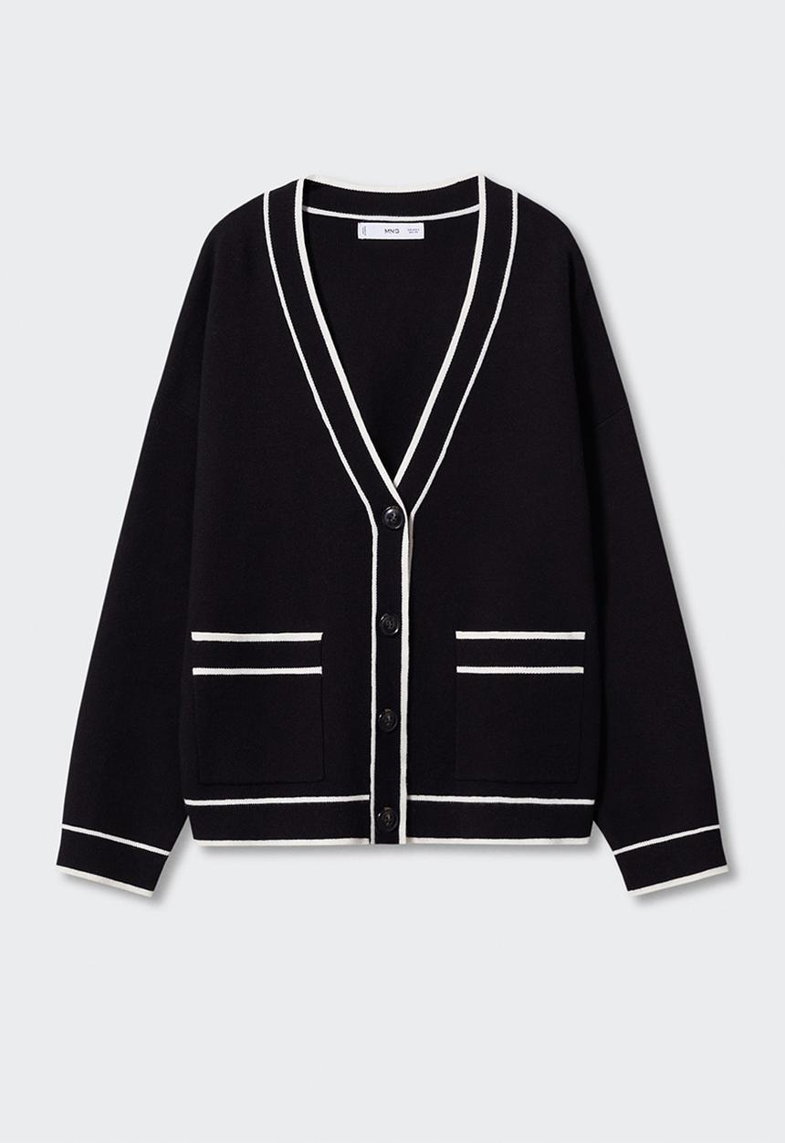 MANGO - Cardigan contrast - black