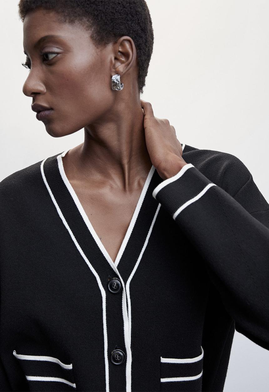 MANGO - Cardigan contrast - black