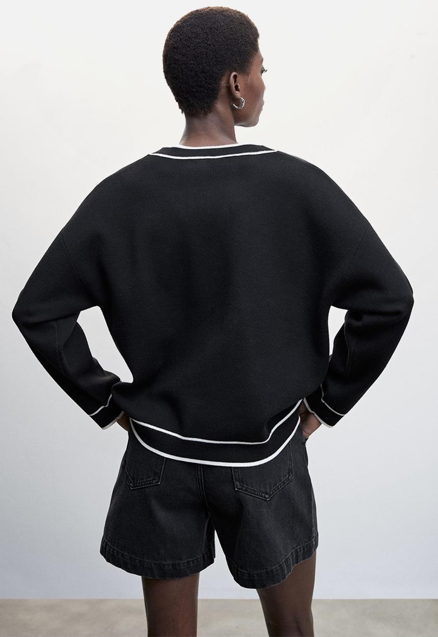 MANGO - Cardigan contrast - black