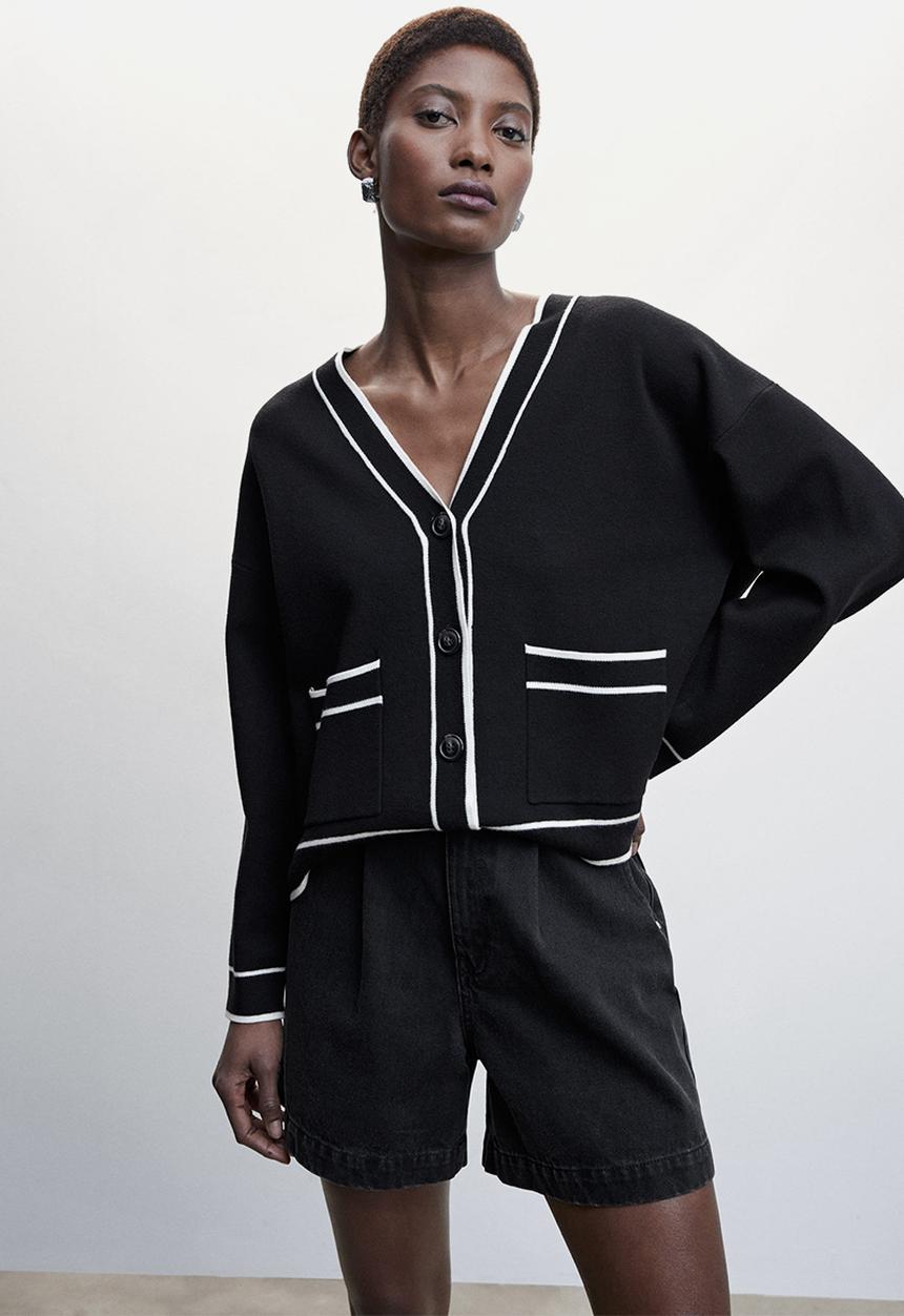 MANGO - Cardigan contrast - black