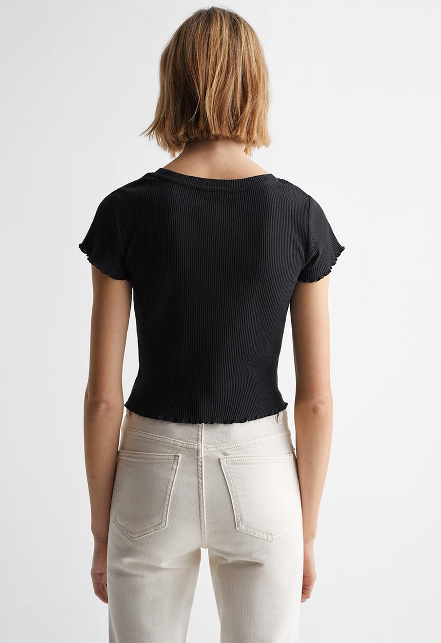 MANGO - T-shirt barco - black