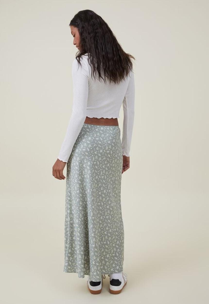 Cotton On - Picot maxi slip skirt - marlo ditsy tinted sage