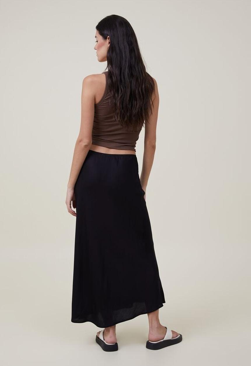 Cotton On - Picot maxi slip skirt - black