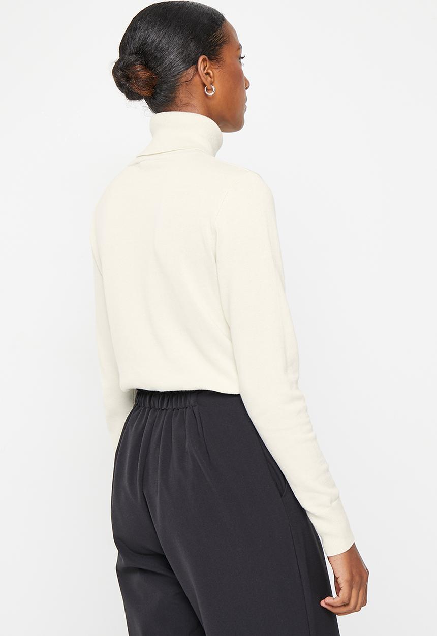 POLO - Wmn cotton long sleeve poloneck - ecru