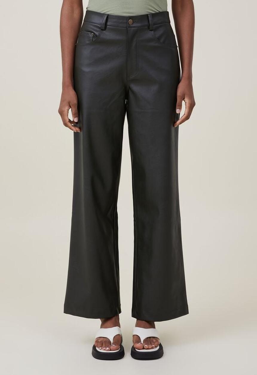 Cotton On - Arden faux leather pant - deep green