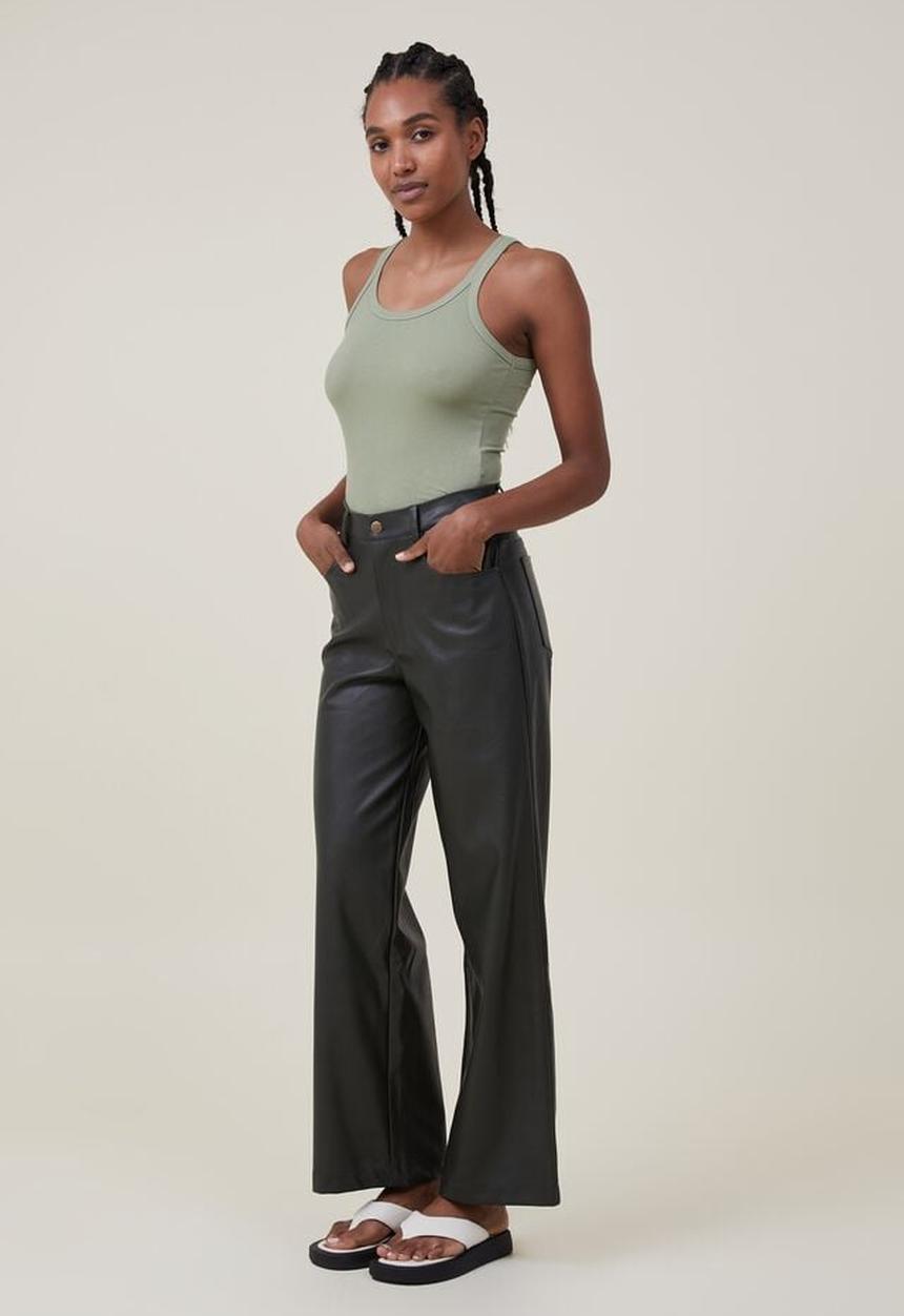 Cotton On - Arden faux leather pant - deep green