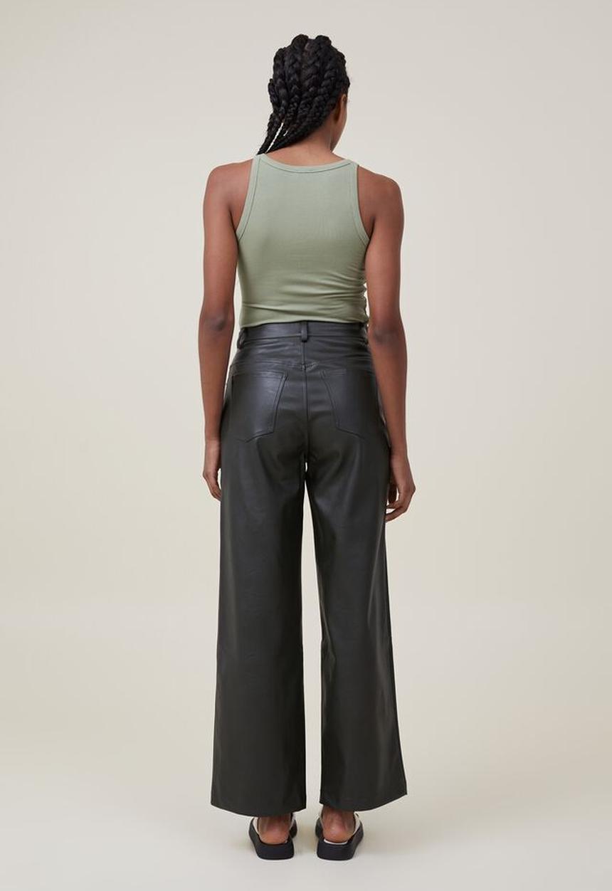 Cotton On - Arden faux leather pant - deep green