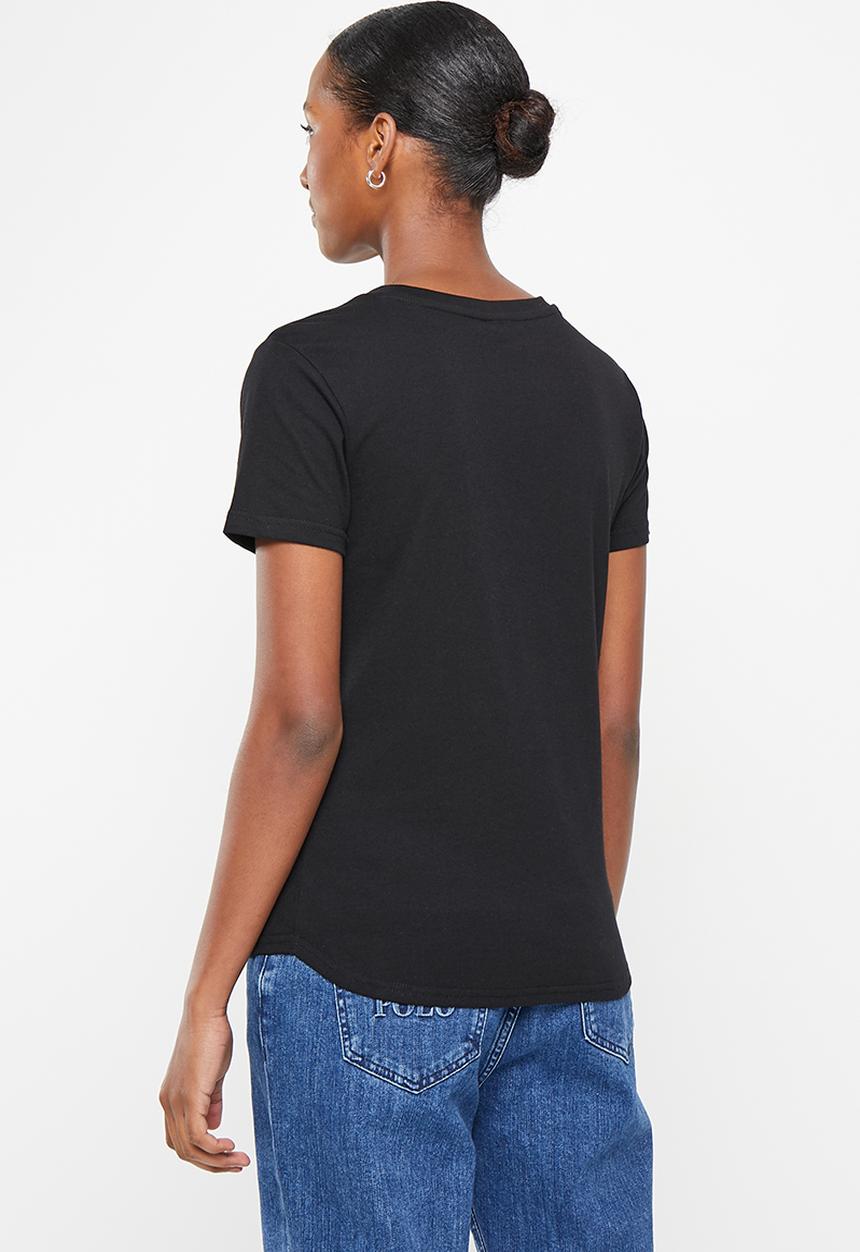 POLO - Wmn sequin branded short sleeve t-shirt - black