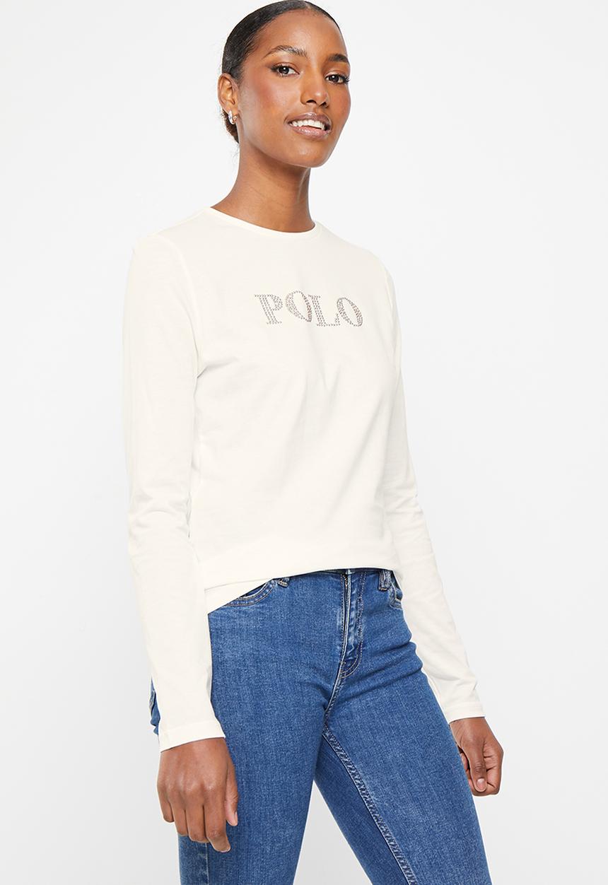 POLO - Wmn nailhead ls t-shirt - ecru