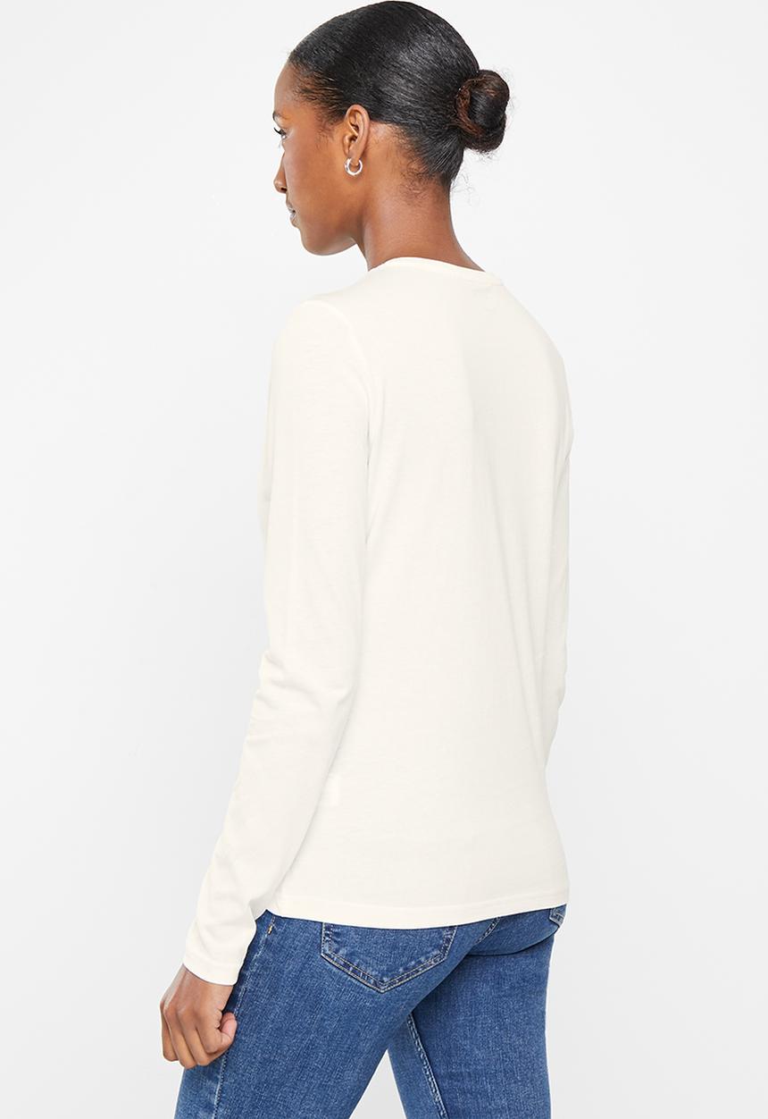POLO - Wmn nailhead ls t-shirt - ecru