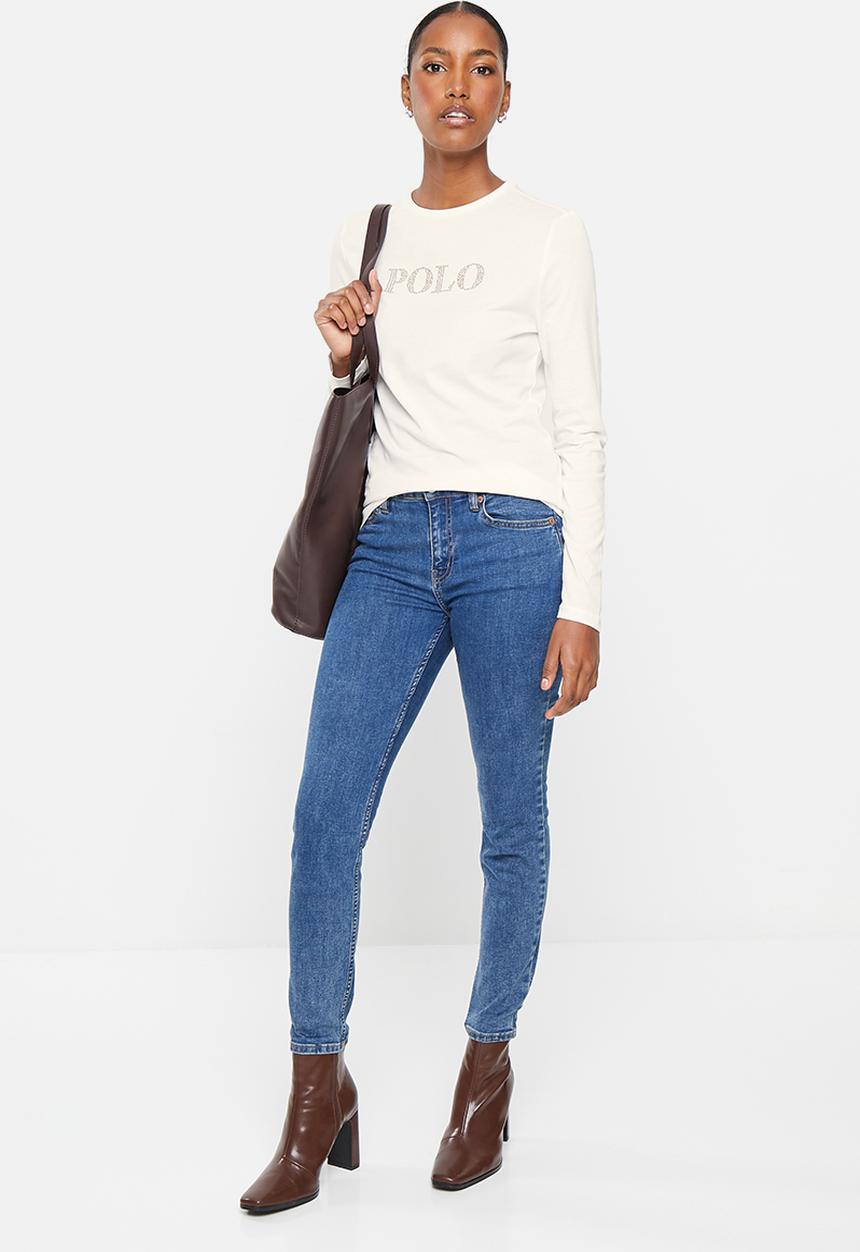 POLO - Wmn nailhead ls t-shirt - ecru