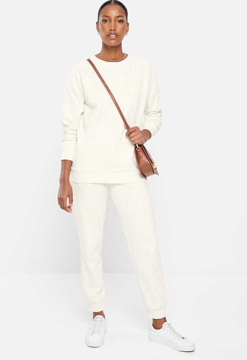 POLO - Women monogram long sleeve track top - stone