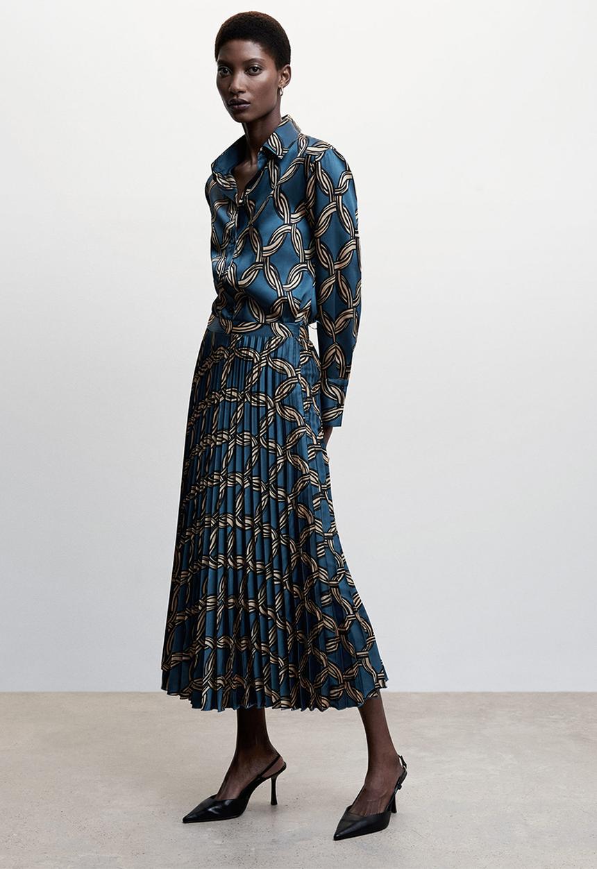 MANGO - Skirt katea - mid blue