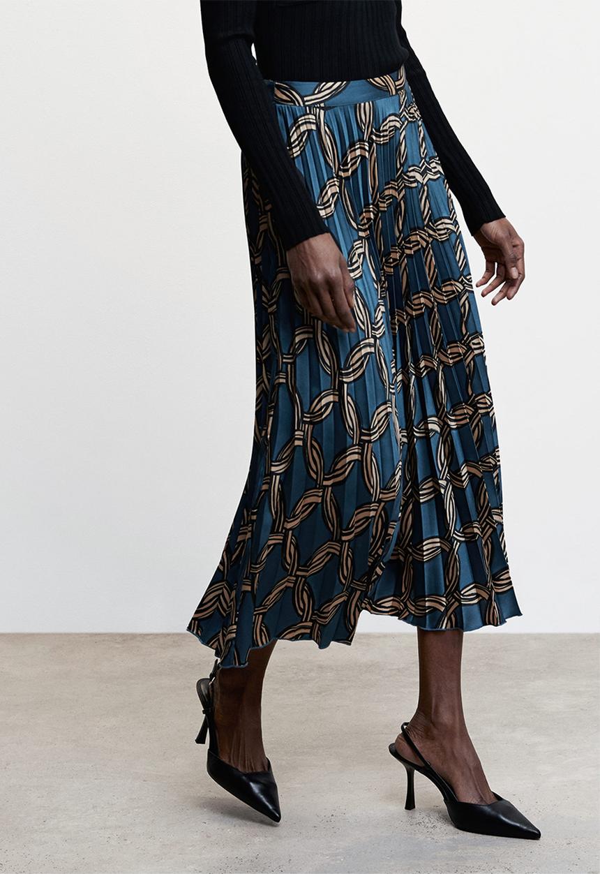 MANGO - Skirt katea - mid blue