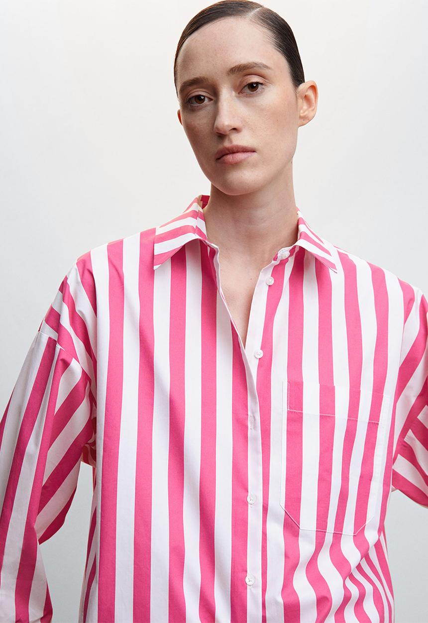 MANGO - Shirt kodak - pink & white 
