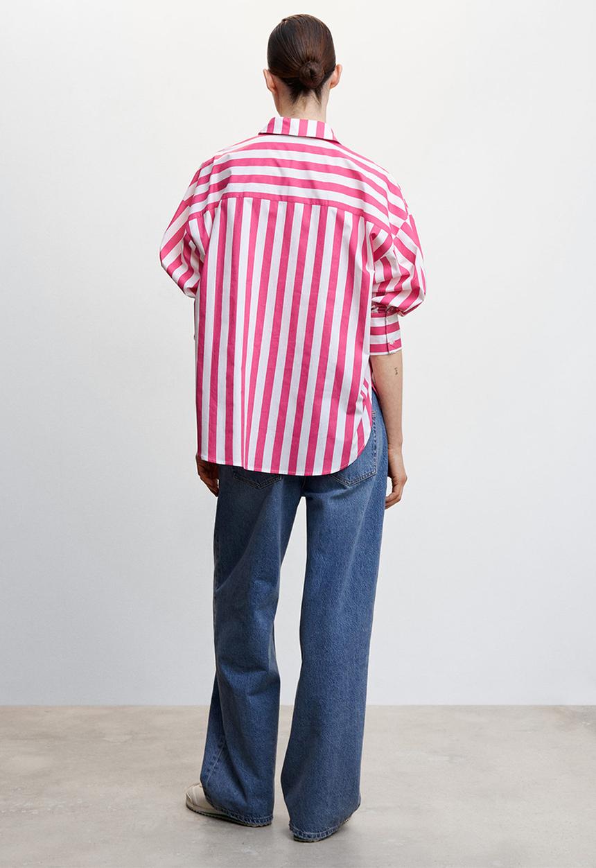 MANGO - Shirt kodak - pink & white 